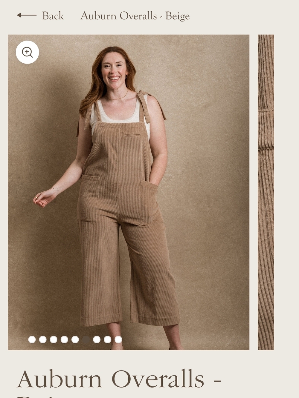 Auburn Overalls Wide-Leg Jumpsuit in Beige